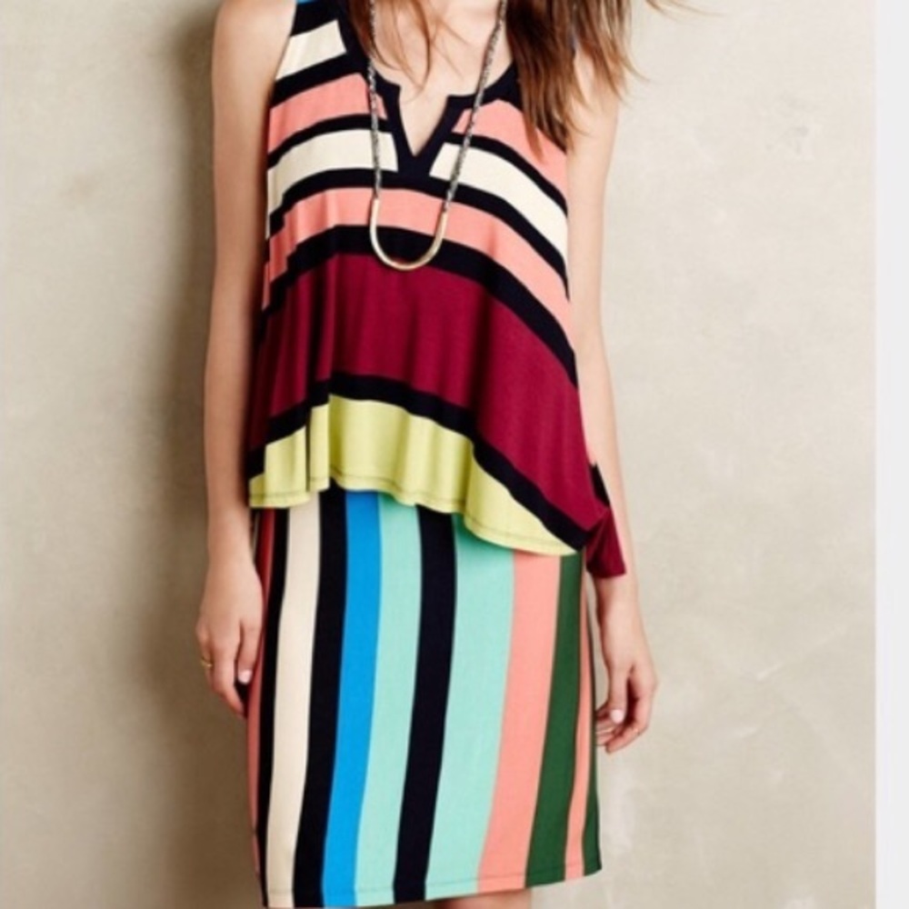 Anthropologie striped multi color dress